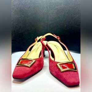 Bruno Magli Burgundy Suede Slingbacks EU 37